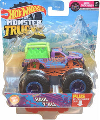 Hot Wheels Monster Trucks Haul Y'all Die-Cast Metal Truck & Re-Crushable Car