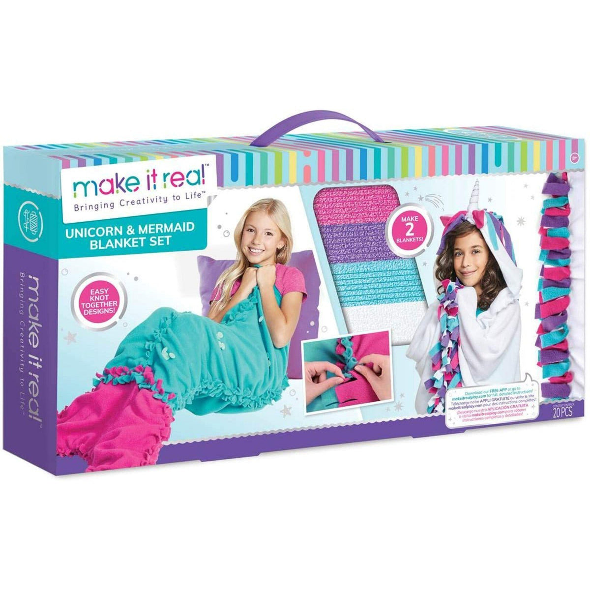 Make It Real Knot A Unicorn & Mermaid 2-in-1 Mega Blanket Set