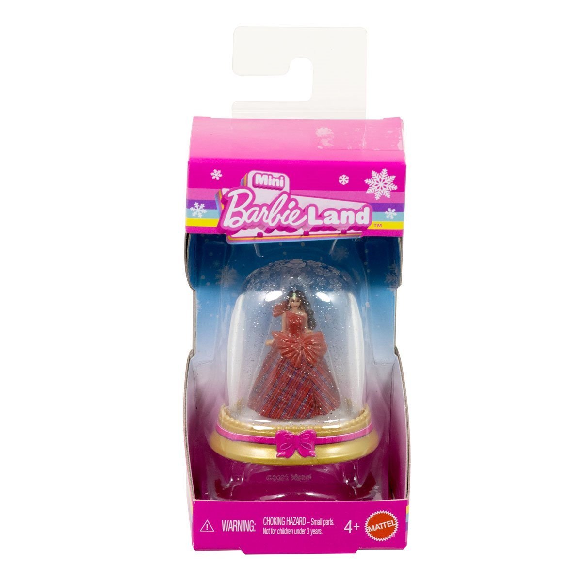 Mattel Mini BarbieLand Holiday Doll in Snow Globe Red Plaid Dress