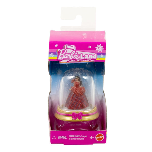Mattel Mini BarbieLand Holiday Doll in Snow Globe Red Plaid Dress