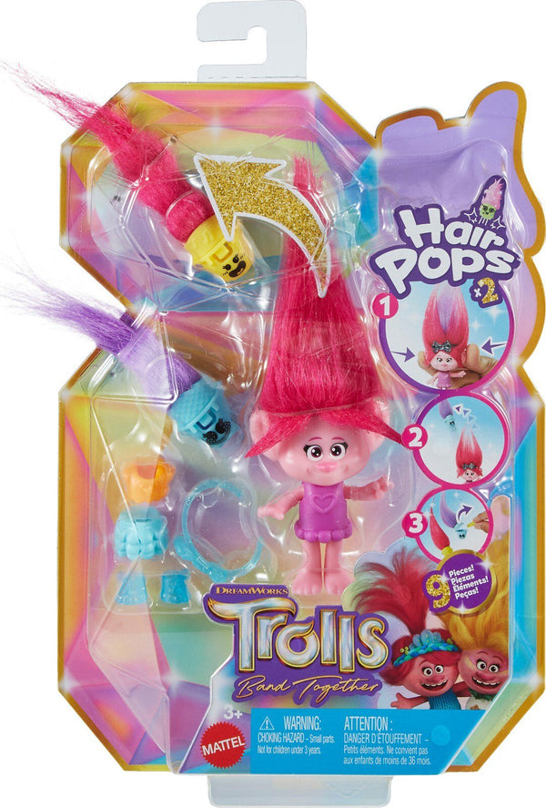 Mattel DreamWorks Trolls Hair Pops Queen Poppy Small Doll