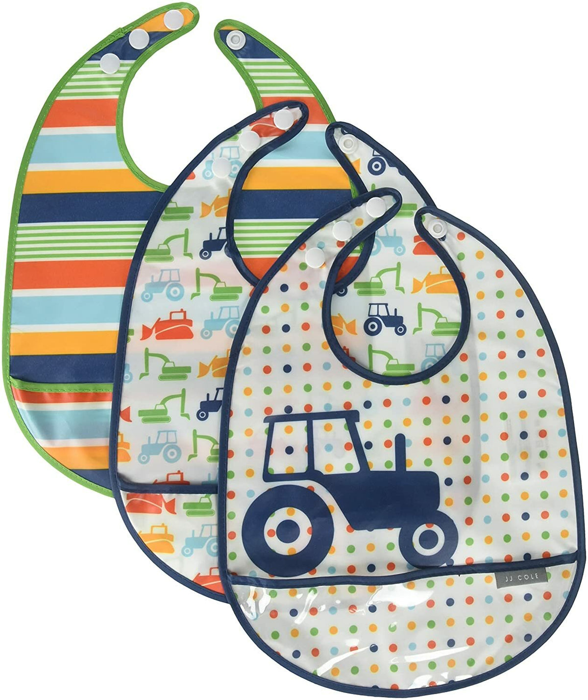 JJ Cole Big Diggers Bib Set – 3-Pack with Catch-All Pocket