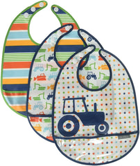 JJ Cole Big Diggers Bib Set – 3-Pack with Catch-All Pocket