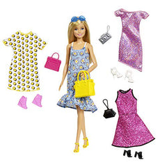 Barbie Doll with 4 Complete Outfits, Shoes & Accessories Set