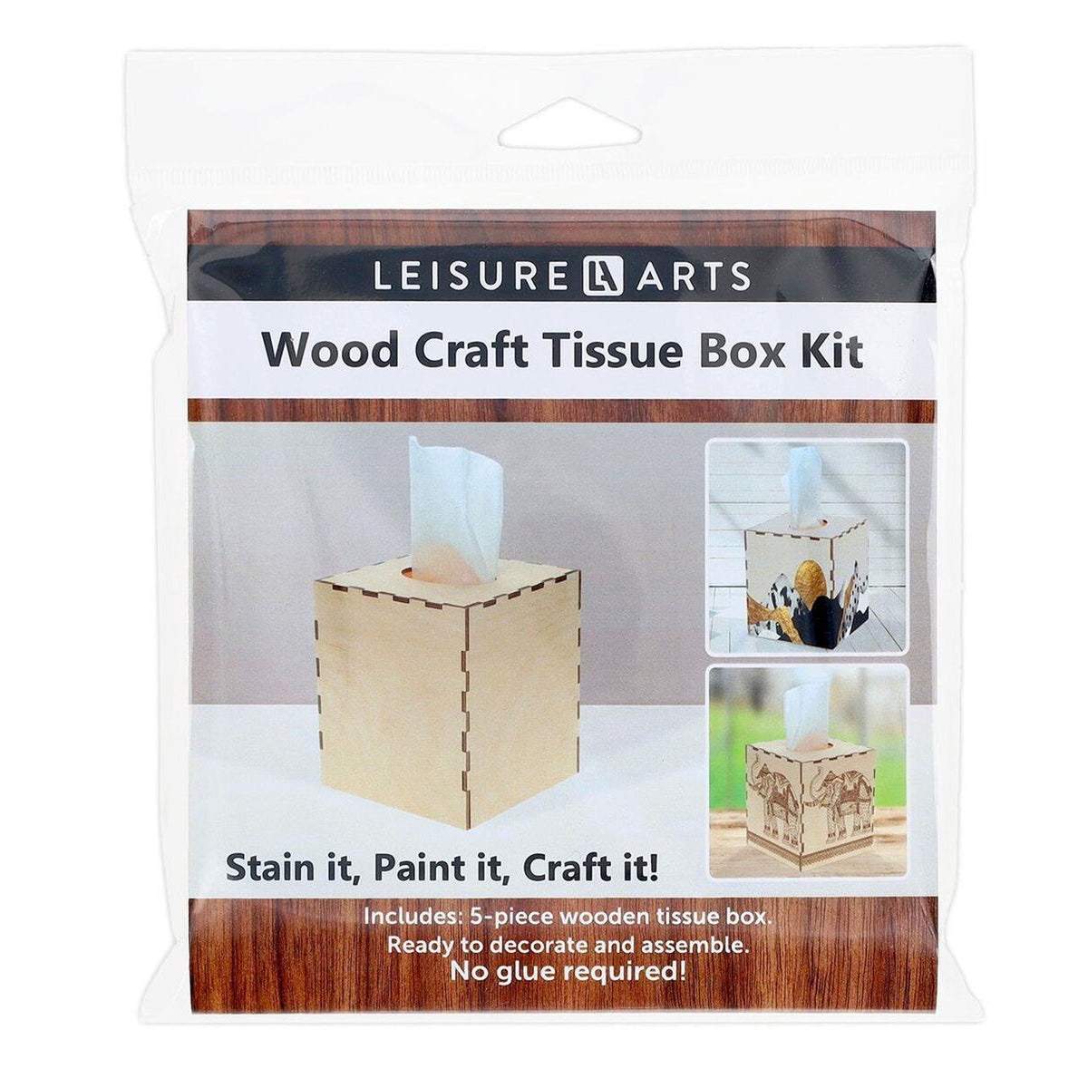 Leisure Arts Unfinished Wood Tissue Box Cover — Square Craft Kit