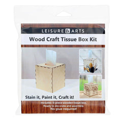 Leisure Arts Unfinished Wood Tissue Box Cover — Square Craft Kit