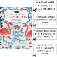 Leisure Arts Walking with Flamingos Adult Coloring Book