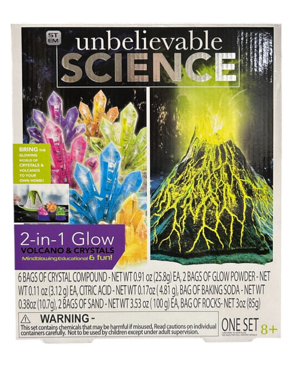 Discovery Toys 2-in-1 Glow Volcano & Crystal Science Kit