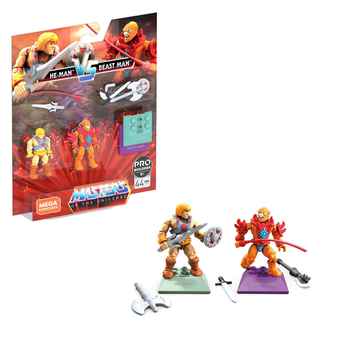 Mega Construx He-Man vs Beast Man Heroes Building Set, 44 Pcs