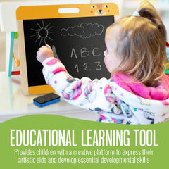 Toy Chest Kids Wooden Tabletop Easel with Whiteboard & Chalkboard