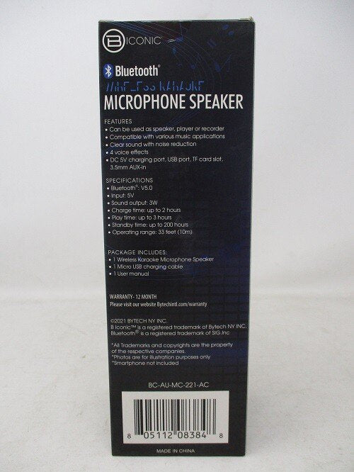 BICONIC Karaoke Bluetooth Microphone Speaker with Voice Effects