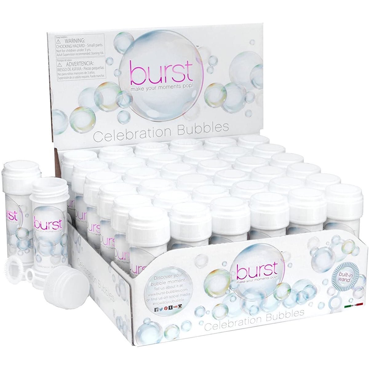 Burst Celebration Mini Bubbles Party Favors – 36 Pack with Wands