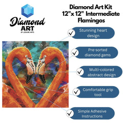 Leisure Arts Diamond Painting Kit – 12"x12" Flamingos