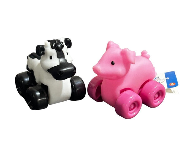 TOMY Collect N Play Cow & Pig on Wheels Pull-Along Farm Toy Set