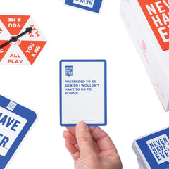PlayMonster Never Have I Ever – Family Card Game with Paddles