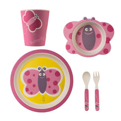 The Clear Conscience 5-Piece Bamboo Kids Dinnerware Set – Butterfly