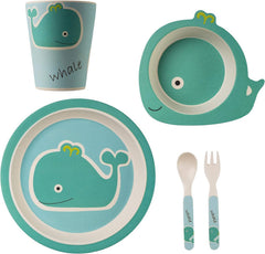 The Clear Conscience Bamboo Kids Dinnerware Set – 5-Piece Whale