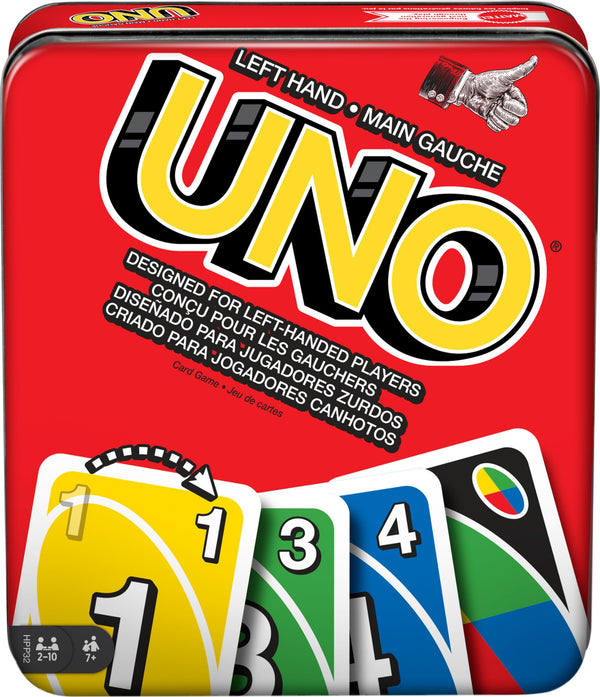 Mattel UNO Card Game – Left-Handed Edition in Collectible Tin