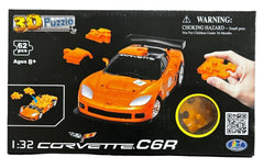 Happy Well 3D Puzzle Corvette C6R Model Car | Orange | 62 Pcs