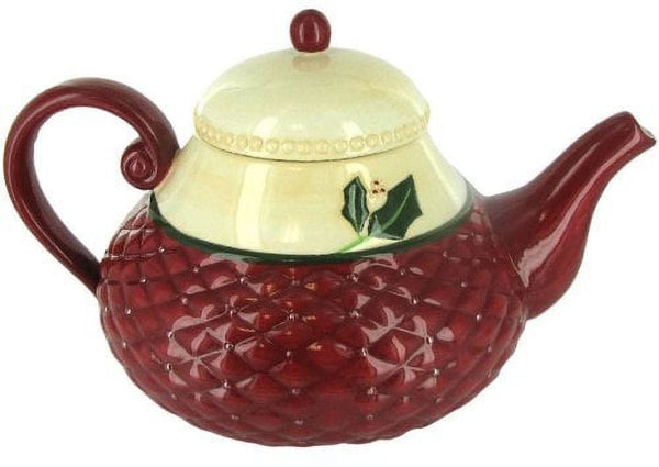 Russ Berrie Christmas Traditions Holiday Ceramic Teapot