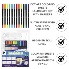 Leisure Arts Dot Art Landscape Coloring Sheets Set