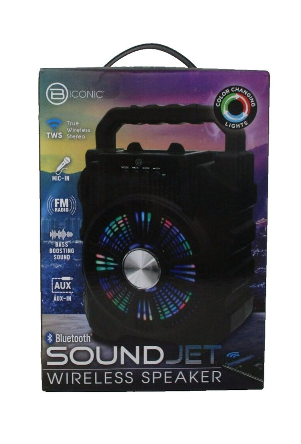B Iconic Sound Jet Wireless Bluetooth Speaker with Color-Changing Lights