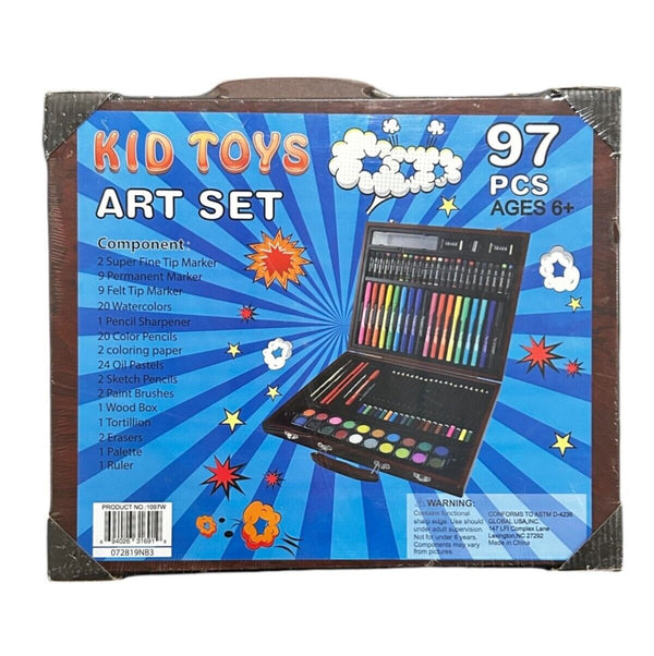 Global USA 97-Piece Art Set with Wooden Storage Case