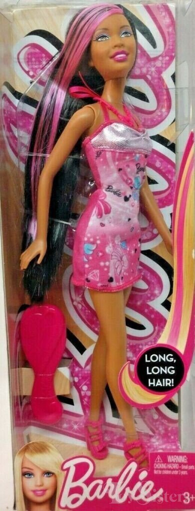 Barbie Hairtastic Long Hair Nikki Doll with Pink Glitter Streaks