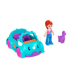 Polly Pocket Pollyville Vehicle Set with Mini Doll & Pet Dino