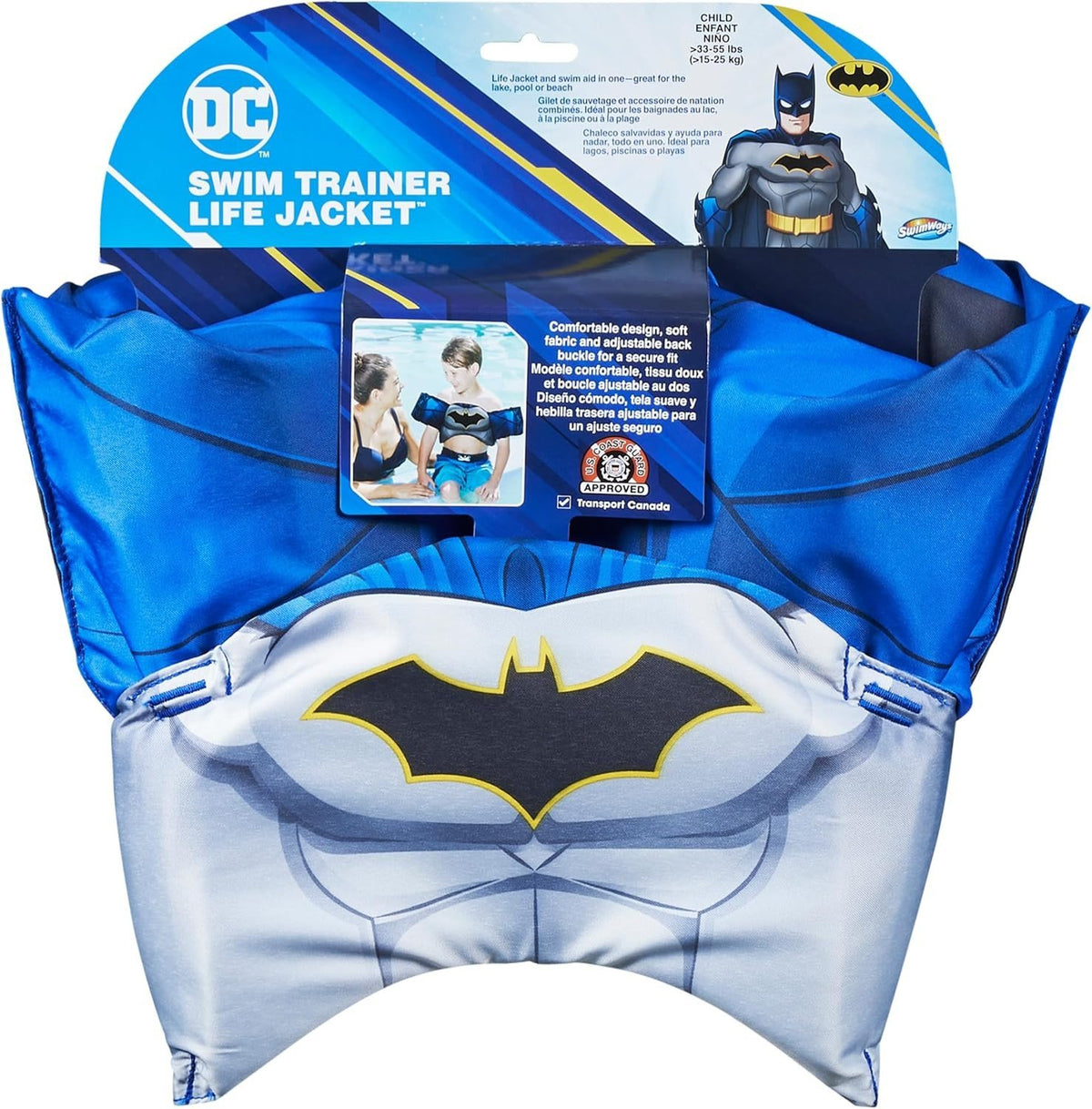 SwimWays DC Batman Swim Trainer Life Jacket for Kids 33-55 lbs