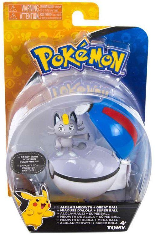 TOMY Pokémon Clip N Carry Alolan Meowth & Great Ball Figure Set