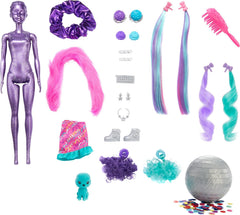 Barbie Color Reveal Glittery Purple Doll with 25 Party Surprises
