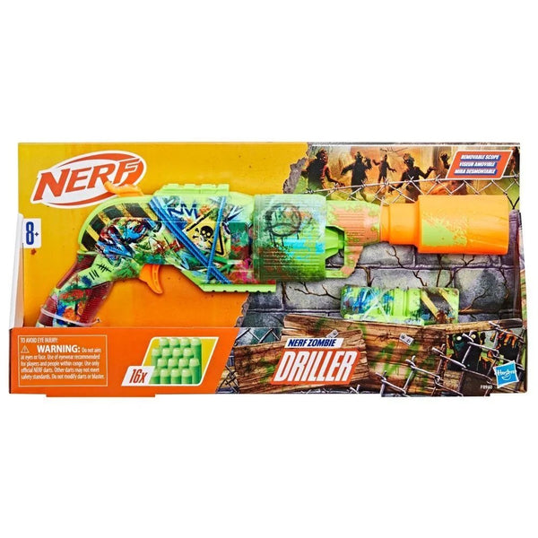 Nerf Zombie Strike Driller Dart Blaster with 16 Elite Darts