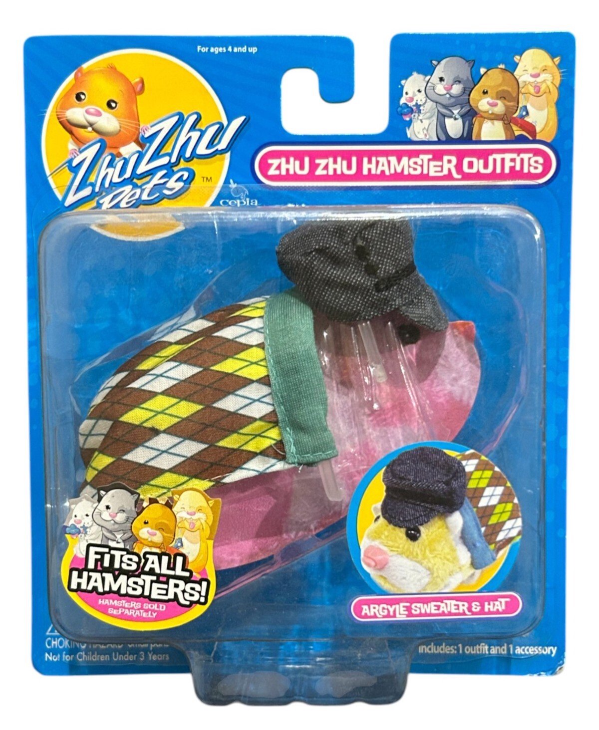 Zhu Zhu Pets Argyle Sweater & Hat Hamster Costume Outfit