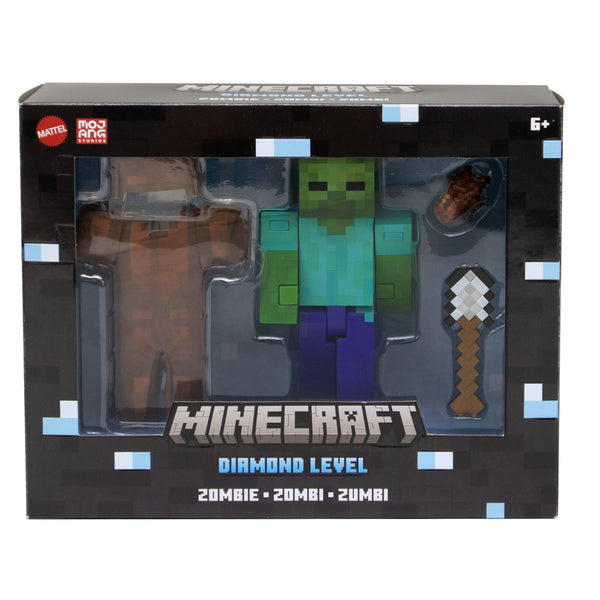Mattel Minecraft Diamond Level Zombie Action Figure 5.5-in with 4 Accessories