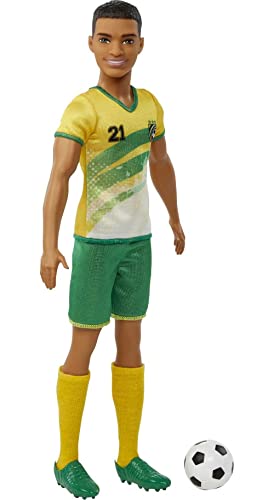 Barbie Soccer Ken Doll with Short Cropped Hair, Colorful #21 Uniform, Cleats, & Tall Socks, Soccer'