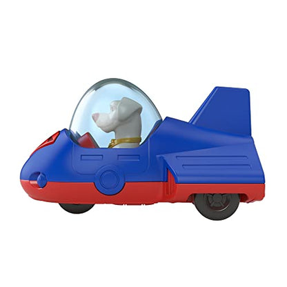 Fisher-Price Die-Cast Metal Superhero Vehicles Inspired by DC League of Superpets Movie - Krypto Superdog Red and Blue Space Ship