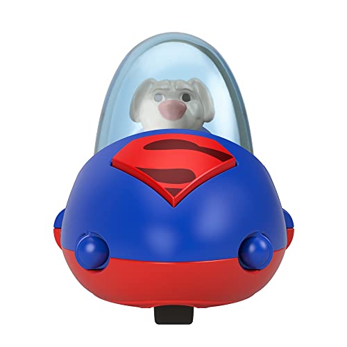 Fisher-Price Die-Cast Metal Superhero Vehicles Inspired by DC League of Superpets Movie - Krypto Superdog Red and Blue Space Ship