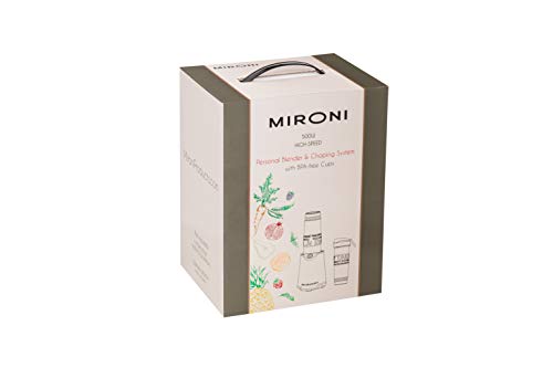 Mironi Personal Smoothie Blender 2-in-1 Single Serve Blender, Mini Bullet Blender 500W With 20 Ounce Tritan Sports Bottle and Grinder Cup for Juices, Shakes, Smoothies and More Stainless Steel