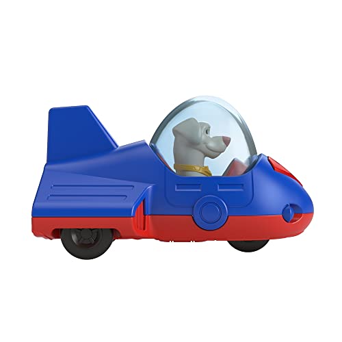 Fisher-Price Die-Cast Metal Superhero Vehicles Inspired by DC League of Superpets Movie - Krypto Superdog Red and Blue Space Ship