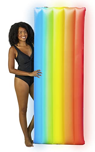 Rainbow Collection Illuminated LED Deluxe Pool Raft - 74 x 30 Inflatable Pool Float.