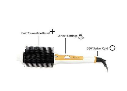 Tru Beauty, 2-in-1 Hot Styling Brush, Ionic Tourmaline Barrel - White/Gold