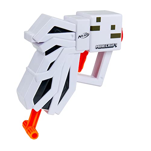 NERF MicroShots Minecraft Ghast Mini Blaster, Includes 2 Official Elite Darts, Christmas Stocking Stuffers, Minecraft Ghast Mob Design