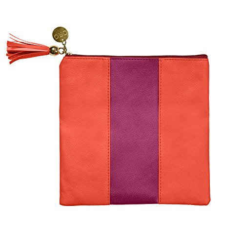C.R. Gibson Leatherette Fold-Over Accessory Case, Lipstick & Orange, 8" W x 8" H