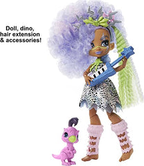 Cave Club Bashley Doll (8 – 10-inch, Lavender Hair) Poseable Prehistoric Fashion Doll with Dinosaur Pet and Accessories, Gift for 4 Year Olds and Up [Amazon Exclusive]