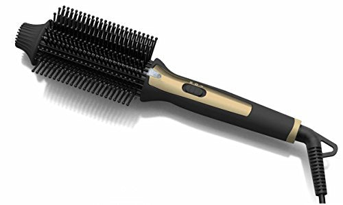 Tru Beauty 2-in-1 Hot Styling Brush, Ionic Tourmaline Barrel, 2 Heat Settings, Swivel Cord - Black/Gold