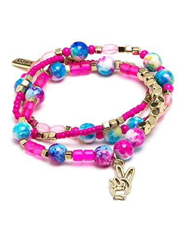 LaurDIY Pink Blue Peace Stretch Bracelet MINI DIY KIT, Multicolor