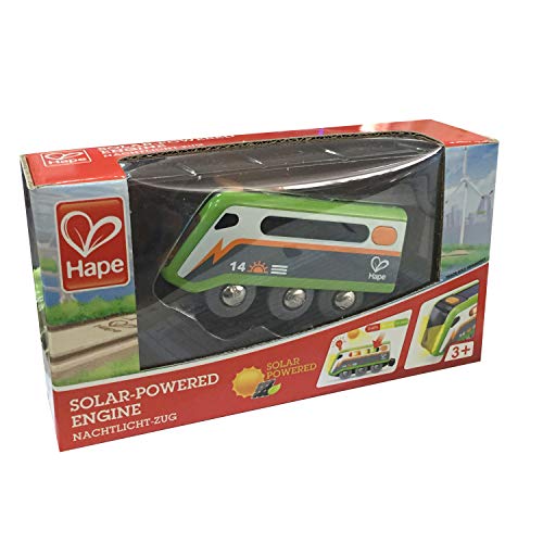 Hape Solar Powered Train | Multi-Colored Train Engine Toy, Railway Track Accessory, Solar Panel Powers Lights, Includes Electricity Level Indicator, Sustainable Play for Kids