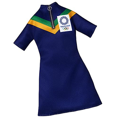 Barbie Clothes: Outfit Inspired by Olympic Games Tokyo 2020 Doll, Dress with Visor and Sneakers, Gift for 3 to 8 Year Olds