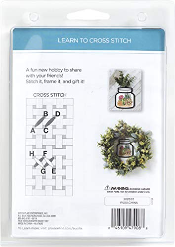 Bucilla 47908E My 1st Stitch Counted Cross Stitch Kit, 4", Terrarium Cactus